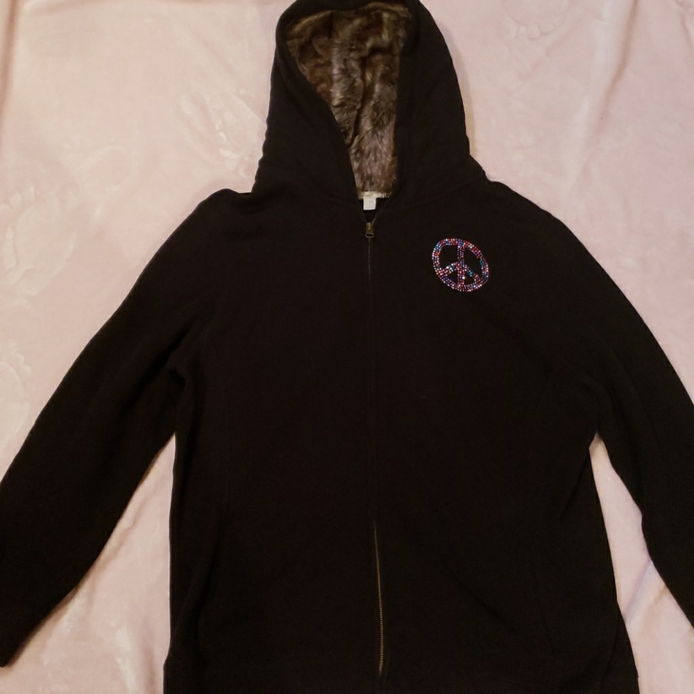 Fur lined zip up hoodie